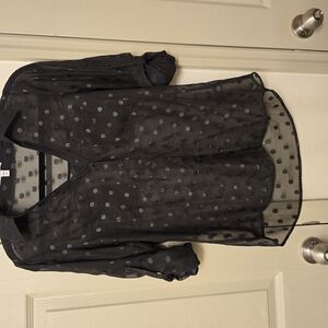 Black Sheer Polka Dot Men's Shirt